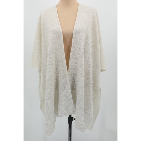 Kate Landry Accessories - Kate Landry Wrap Metallic Knit Open Front Cream Acrylic Blend One Size